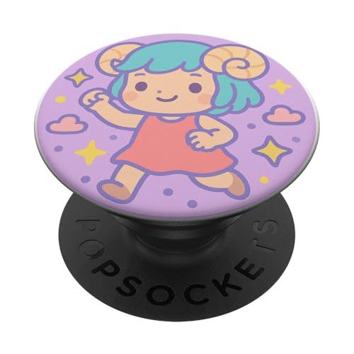 Niedliches Kawaii-Sternzeichen Widder PopSockets Klebender PopGrip Niedliches Kawaii-Sternzeichen Widder PopSockets Klebender PopGrip von House of Celestial Signs