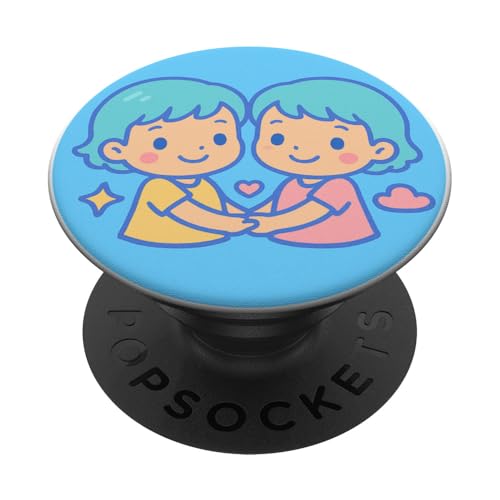 Niedliches Kawaii-Sternzeichen Zwillinge PopSockets Klebender PopGrip Niedliches Kawaii-Sternzeichen Zwillinge PopSockets Klebender PopGrip von House of Celestial Signs