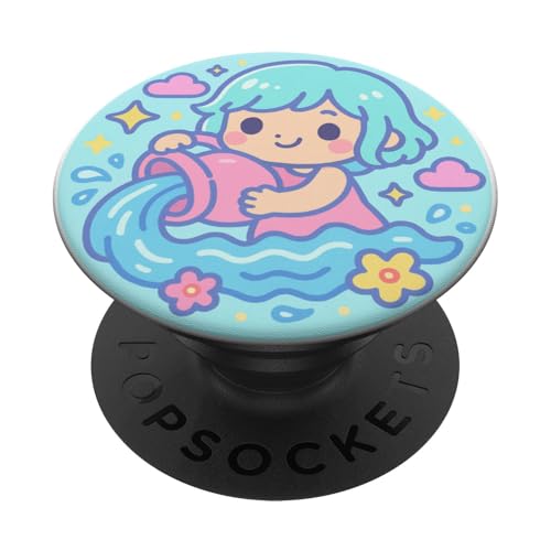 Wassermann niedliches Kawaii-Sternzeichen PopSockets Klebender PopGrip Wassermann niedliches Kawaii-Sternzeichen PopSockets Klebender PopGrip von House of Celestial Signs