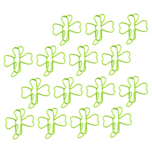 Housoutil 1 Satz 15 Stück Kleeblatt-lesezeichen Sortiert Grüne Papierklammern Lesezeichen-clips Kreativ Schreibwaren-clip Büroklammer Planer-clips Süße Grüne Blattnotizclips Green Umspritzen von Housoutil