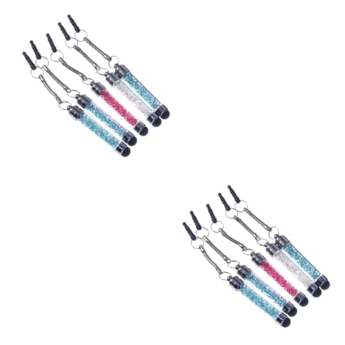 Housoutil 10 STK Goldenes Tablett Dekorativ Ananas Leuchtet Im Freien Staubstecker Charme Magnetischer Ohrhörergurt Mini-touchpen Kristall-Touch-Stift Tablette Strass von Housoutil