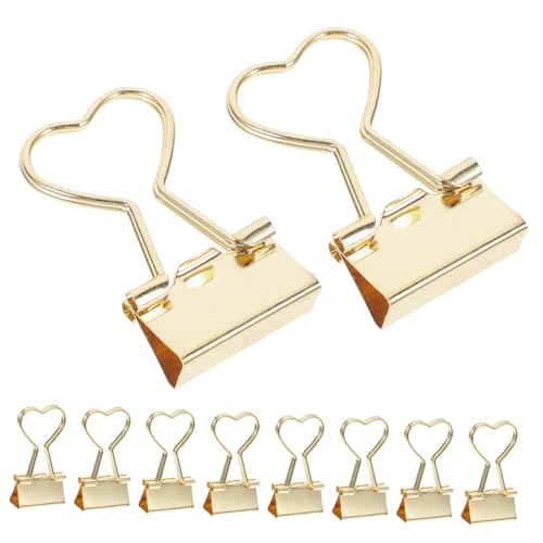 Housoutil 10 Stück Elliot-Ordner Büro klein LED Mini-Bindeklammern Miniclips kartenclip karten clip files kabel clip Befestigungsclips für Dokumente mittlere Heftklammern Metall Golden von Housoutil