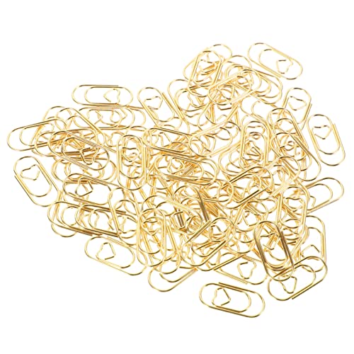Housoutil 100 Stück Mini-liebesbriefordner Büroklammern Bunt Geformt Kleine Strickklammern Buchclips Dokumentieren Clips Für Papier Mehrzweck-strickclips Strickklammern Klein Golden Metall von Housoutil