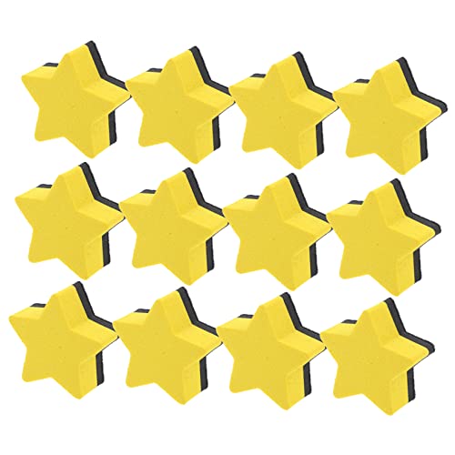Housoutil 12 Stück Pentagramm-Radiergummi Trockener Löschbrett für Mini-Radierer Tipp Gummis Whiteboard-Radierer trocken abwischbar magnetisches Whiteboard Filzstoff Yellow von Housoutil