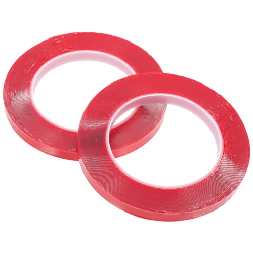 Housoutil 2 Rollen Doppelseitiges Klebeband Beidseitig Nägel Doppelseitiger Nagel Einseitig Paket Nagelverpackung Zum Aufdrücken Klebrig Stark Doppelt Klebeband Nagel Kein Substrat Acryl Rot von Housoutil