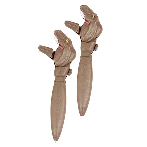 Housoutil 2 Stück Dinosaurierstift schreibkladde farbige kugelschreiber Stifte mit Tiermotiven tragbarer Stift Schulpreise bequemer Schreibstift multifunktionaler Schreibstift Abs Brown von Housoutil