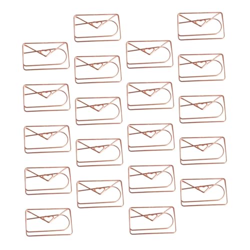 Housoutil 20 Stück Liebe Umschlag scrapbbok office organizer Briefumschlag-Clips notiztafel bürodeko dekorative Briefumschlag-Büroklammern tragbare Planerclips Planer liefern Eisen Rose Gold von Housoutil