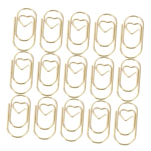 Housoutil 200 Stück Metall -büroklamme Journaling-zubehör Stecknadeln Herz Büroklammern Hochzeit Büroklammern Büroklammerhalter Für Den Schreibtisch Büroklammer-lesezeichen Golden Stahl von Housoutil