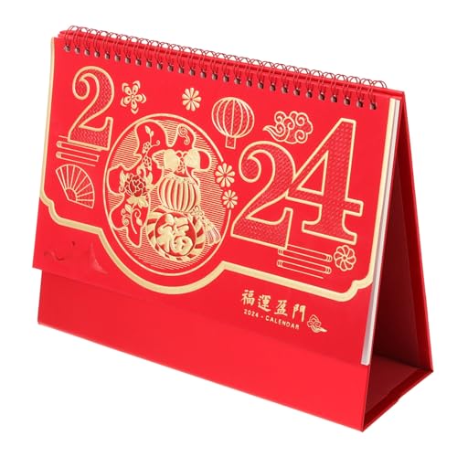 Housoutil 2024 Kreative Notizen Klein Monatlich Standkalender Feng-shui-kalender Großer Kalender Stehender Flip-kalender Frühlingsfest Kalender Jährlicher Wandkalender Papier von Housoutil