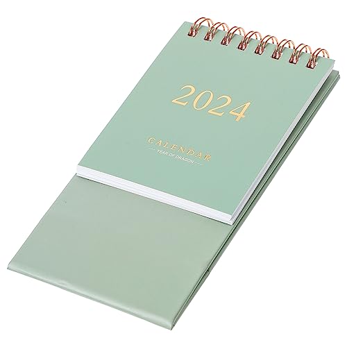 Housoutil 2024 Mini-Tischkalender Datum Heimkalender retro tischkalender basteln schreibtischkalender Monatskalender für den täglichen Gebrauch Monatskalender für den Haushalt Papier Green von Housoutil