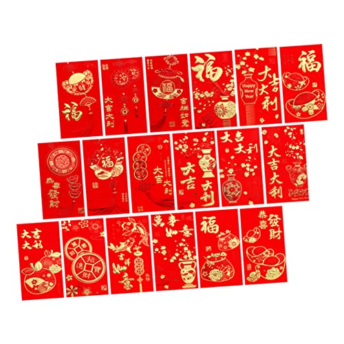 Housoutil 36 Stück Lai Shi Feng Hong Bao Festival Rot glücklich Frühling klein chinese new year chinesisch neujahr Chinesisches Neujahr slice grusskarte Geldumschläge 2023 Geldbeutel Papier von Housoutil