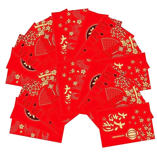 Housoutil 36Stücke Chinesische Neujahrsrote Umschläge Traditionelle Hong Bao Mit Goldfolienprägung Glücksgeldtaschen Für Frühlingsfest Zufällige Designs Glücksbeutel von Housoutil
