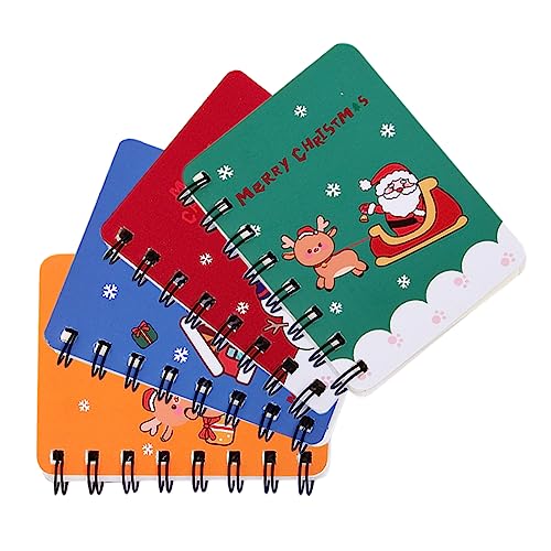 Housoutil 4 Stück Weihnachtsspule Notizblock Mini-notizbücher Mini-notizblöcke Weihnachtsjournal Notizbuch Weihnachts-mini-spiralnotizblöcke Pads Weihnachts-notizblock Spiralblock Papier von Housoutil