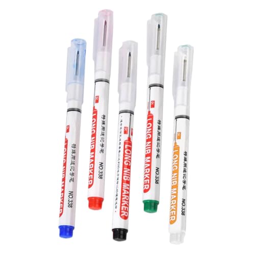 Housoutil 5 Stück Textmarker multi für arbeiten wieder auffüllbar malen Farbstifte Holzbearbeitungsmarker Tieflochstifte Stift Baumarkierung Baustift Plastik von Housoutil