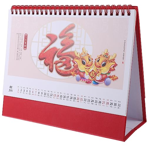 Housoutil Kleiner Tischkalender 2024 Stehend Aufklappbar Monatlich Studenten-monatskalender Jahr Schreibtisch Jahrestischkalender Mondkalender 2024 Desktop-kalender Neu Papier von Housoutil