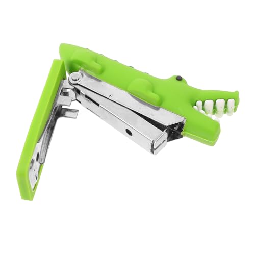 Housoutil Mini-hefter Kleiner Hefter Desktop-hefter Bürowefter Schreibtisch Lustig Krokodil Tierhefter Karikatur Buchheime Netter Hefter Tragbar Erwachsene Für Rostfreier Stahl Light Green von Housoutil