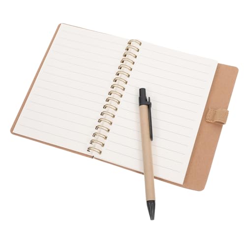 Housoutil Notizblock und Stift klebriges notizbuch Notizbücher mit Tabs kleines Notizbuch mit Stifthalter Taschennotizbuch mit Stift Spiralnotizbuch mit Taschen Papier Khaki von Housoutil
