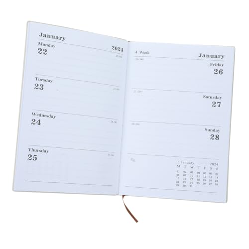Housoutil Notizbuchplaner Agenda Tagesplaner undatiert Erwachsene tägliches Aufgabenheft Tagesplaner-Notizbuch Bürobedarf Büroplan-Notizblock Planer 2024 Zeitschriftenplaner Kunstleder Green von Housoutil
