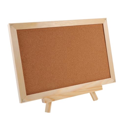 Housoutil Notiztafel mit Holzrahmen geformt klein Pinnwand mit Ständer dekoratives Korkbrett wandverkleidung wand polsterung staffelei Fototafel Pinnwand aus Kork Kiefernholz Chocolate von Housoutil
