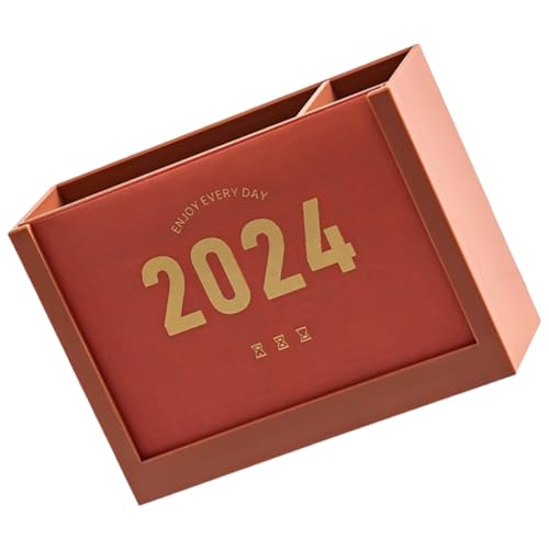 Housoutil Schreibtischkalender Schreibtisch-organizer Stationärer Organizer Veranstalter Klein Unterstützung Desktop-organizer Mini-tischkalender Countdown -kalender Ewig Täglich Plastik Rot von Housoutil
