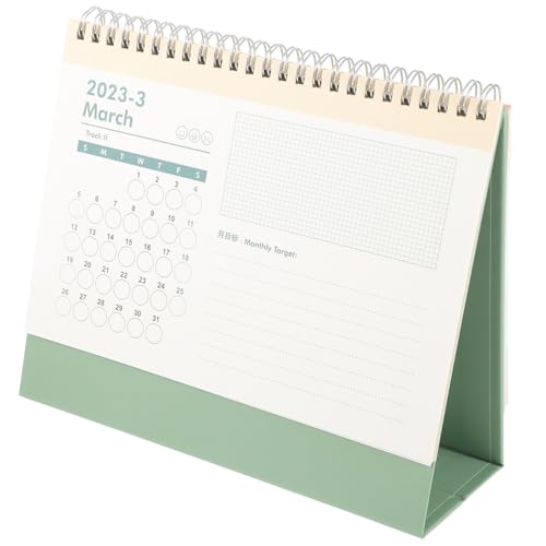 Housoutil Tischkalender 2023-2024 Schreibtischkalender Flip-table-kalender Monatliche Kalenderverzierung Tischkalender Mit Spiralbindung Tischdeckel Standkalender Papier Light Green von Housoutil