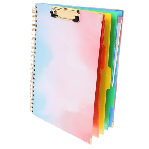 Housoutil spiralblock tragbares Klemmbrett Klemmbrett-Folio mit Notizblock Büro-Klemmbretter-Notizbuch Klemmbrett-Folio mit Aufbewahrung Binder nachfüllbares Notizbuch PVC von Housoutil