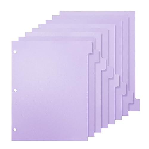 Trennblätter für Ordner a4 Ordner-Trennblätter mit Laschen, 8 Stück, A4, wasserfest, wiederverwendbar, für 3-Ring-Ordner, Hellviolett, Trennblätter für Zuhause, Schule, Büro, Planer von HoveeLuty