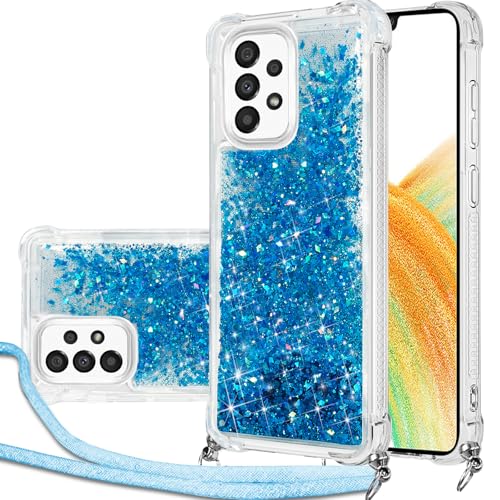 Handykette Hülle für Samsung Galaxy A33 mit Band, Glitzer Treibsand Handyhülle mit Band, Schutzhülle mit Kordel zum Umhängen, Necklace Case für Samsung Galaxy A33 Hülle Quicksand Glitzer Handykette Hülle für Samsung Galaxy A33 mit Band, Glitzer Treibsand Handyhülle mit Band, Schutzhülle mit Kordel zum Umhängen, Necklace Case für Samsung Galaxy A33 Hülle Quicksand Glitzer von Hovisi