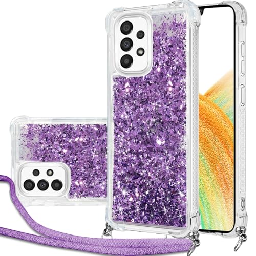 Handykette Hülle für Samsung Galaxy A33 mit Band, Glitzer Treibsand Handyhülle mit Band, Schutzhülle mit Kordel zum Umhängen, Necklace Case für Samsung Galaxy A33 Hülle Quicksand Glitzer Handykette Hülle für Samsung Galaxy A33 mit Band, Glitzer Treibsand Handyhülle mit Band, Schutzhülle mit Kordel zum Umhängen, Necklace Case für Samsung Galaxy A33 Hülle Quicksand Glitzer von Hovisi