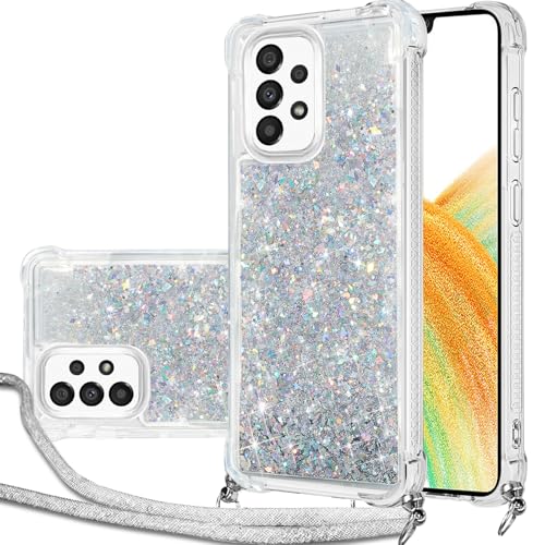 Handykette Hülle für Samsung Galaxy A33 mit Band, Glitzer Treibsand Handyhülle mit Band, Schutzhülle mit Kordel zum Umhängen, Necklace Case für Samsung Galaxy A33 Hülle Quicksand Glitzer Handykette Hülle für Samsung Galaxy A33 mit Band, Glitzer Treibsand Handyhülle mit Band, Schutzhülle mit Kordel zum Umhängen, Necklace Case für Samsung Galaxy A33 Hülle Quicksand Glitzer von Hovisi