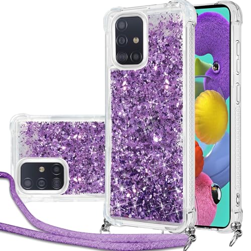 Handykette Hülle für Samsung Galaxy A51 mit Band, Glitzer Treibsand Handyhülle mit Band, Schutzhülle mit Kordel zum Umhängen, Necklace Case für Samsung Galaxy A51 Hülle Quicksand Glitzer Handykette Hülle für Samsung Galaxy A51 mit Band, Glitzer Treibsand Handyhülle mit Band, Schutzhülle mit Kordel zum Umhängen, Necklace Case für Samsung Galaxy A51 Hülle Quicksand Glitzer von Hovisi