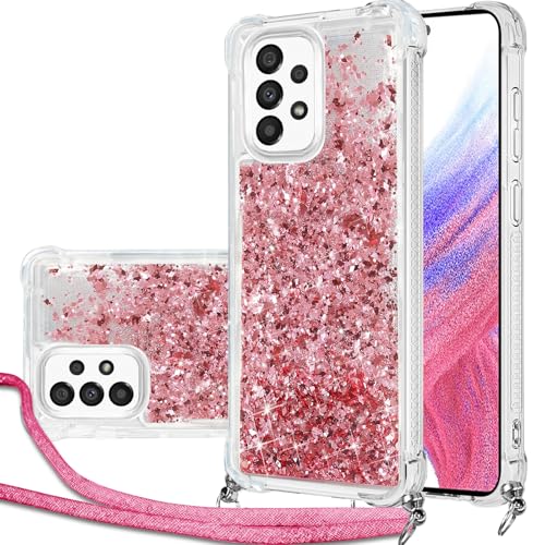 Handykette Hülle für Samsung Galaxy A53 mit Band, Glitzer Treibsand Handyhülle mit Band, Schutzhülle mit Kordel zum Umhängen, Necklace Case für Samsung Galaxy A53 Hülle Quicksand Glitzer Handykette Hülle für Samsung Galaxy A53 mit Band, Glitzer Treibsand Handyhülle mit Band, Schutzhülle mit Kordel zum Umhängen, Necklace Case für Samsung Galaxy A53 Hülle Quicksand Glitzer von Hovisi