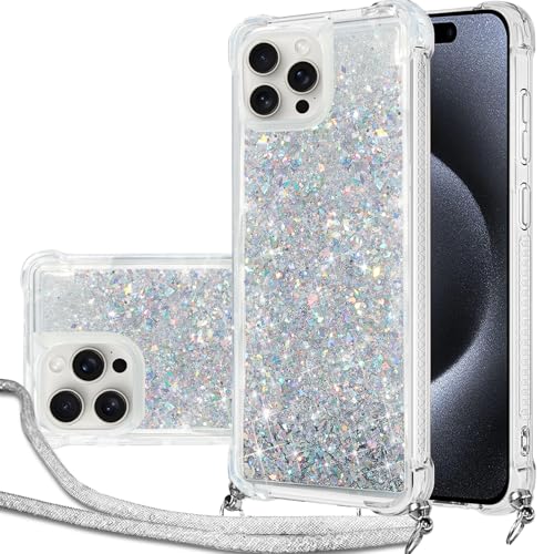 Hovisi Handykette Hülle für iPhone 15 Pro mit Band, Glitzer Treibsand Handyhülle mit Band, Schutzhülle mit Kordel zum Umhängen, Necklace Case für iPhone 15 Pro Hülle Quicksand Glitzer Hovisi Handykette Hülle für iPhone 15 Pro mit Band, Glitzer Treibsand Handyhülle mit Band, Schutzhülle mit Kordel zum Umhängen, Necklace Case für iPhone 15 Pro Hülle Quicksand Glitzer von Hovisi