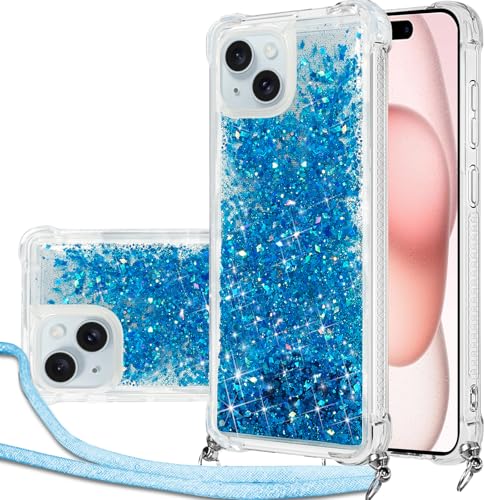 Hovisi Handykette Hülle für iPhone 15 mit Band, Glitzer Treibsand Handyhülle mit Band, Schutzhülle mit Kordel zum Umhängen, Necklace Case für iPhone 15 Hülle Quicksand Glitzer Hovisi Handykette Hülle für iPhone 15 mit Band, Glitzer Treibsand Handyhülle mit Band, Schutzhülle mit Kordel zum Umhängen, Necklace Case für iPhone 15 Hülle Quicksand Glitzer von Hovisi