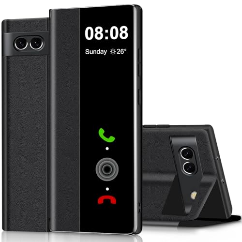 Schutzhülle für Google Pixel 8A, Klapphülle, Leder, klare Sicht, mit Ständer, für Google Pixel 8A, Handyhülle, Touchable View, PC, schlank, stoßfest, Schutzhülle für Google Pixel 8a 5G, klare Sicht Schutzhülle für Google Pixel 8A, Klapphülle, Leder, klare Sicht, mit Ständer, für Google Pixel 8A, Handyhülle, Touchable View, PC, schlank, stoßfest, Schutzhülle für Google Pixel 8a 5G, klare Sicht von Hovisi