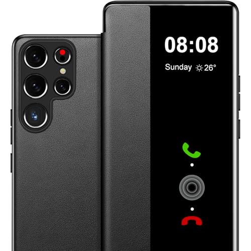 Schutzhülle für Samsung Galaxy S22 Ultra, Klapphülle, Lederhülle, S-View, für Samsung Galaxy S22 Ultra Handyhülle Smart Window Hard Flip Stoßfest Schutzhülle für Samsung S22 Ultra 5G Case Clear View Schutzhülle für Samsung Galaxy S22 Ultra, Klapphülle, Lederhülle, S-View, für Samsung Galaxy S22 Ultra Handyhülle Smart Window Hard Flip Stoßfest Schutzhülle für Samsung S22 Ultra 5G Case Clear View von Hovisi