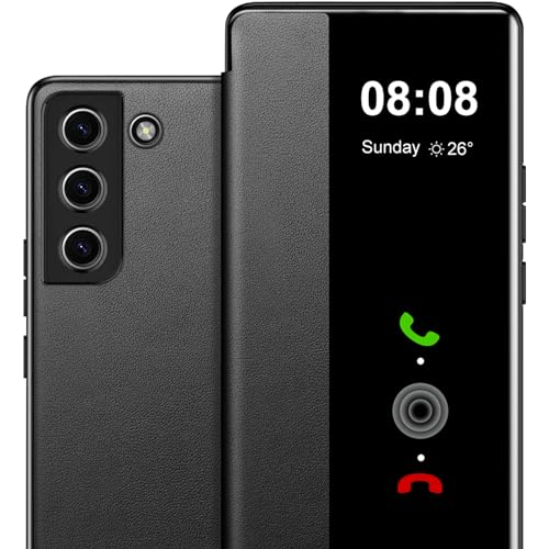 Schutzhülle für Samsung Galaxy S23 FE, Klapphülle, Leder, S-View, luxuriös, dünn, für Samsung Galaxy S23 FE, mit Sichtfenster, hartes Polycarbonat, stoßfest, Schutzhülle für Galaxy S23 FE 5G, klare Schutzhülle für Samsung Galaxy S23 FE, Klapphülle, Leder, S-View, luxuriös, dünn, für Samsung Galaxy S23 FE, mit Sichtfenster, hartes Polycarbonat, stoßfest, Schutzhülle für Galaxy S23 FE 5G, klare von Hovisi