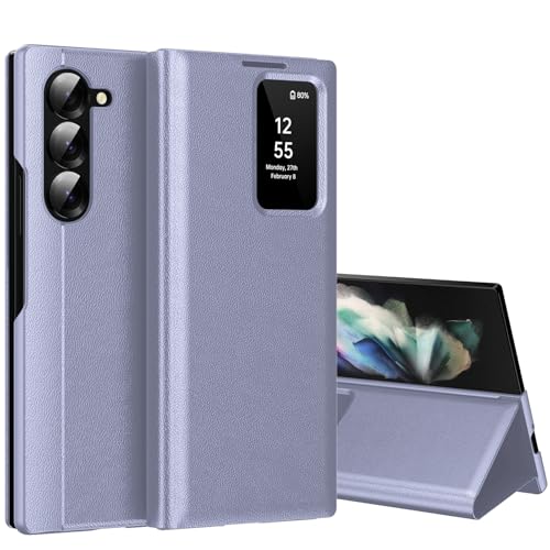 Schutzhülle für Samsung Galaxy Z Fold 3 mit kleinem Bildschirm, S-View, Brieftaschen-Handyhülle, für Samsung Fold 3, Smart Window Cover, Smart Flip Leder Schutzhülle für Samsung Z Fold3, Violett Schutzhülle für Samsung Galaxy Z Fold 3 mit kleinem Bildschirm, S-View, Brieftaschen-Handyhülle, für Samsung Fold 3, Smart Window Cover, Smart Flip Leder Schutzhülle für Samsung Z Fold3, Violett von Hovisi