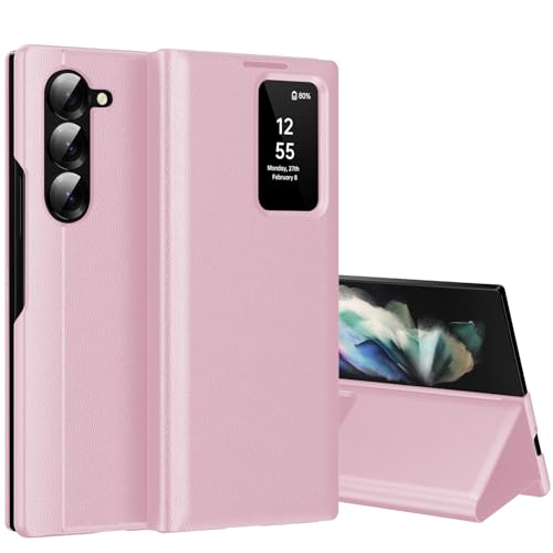 Schutzhülle für Samsung Galaxy Z Fold 3 mit kleinem Bildschirm, S-View, Schutzhülle für Samsung Fold 3, Smart Window Cover, Smart Flip Leder Schutzhülle für Samsung Z Fold3, Rosa Schutzhülle für Samsung Galaxy Z Fold 3 mit kleinem Bildschirm, S-View, Schutzhülle für Samsung Fold 3, Smart Window Cover, Smart Flip Leder Schutzhülle für Samsung Z Fold3, Rosa von Hovisi