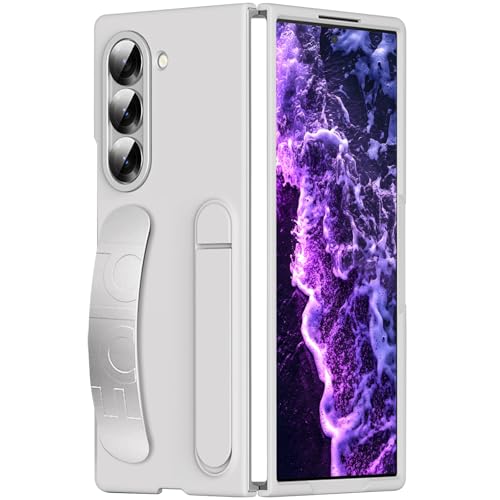 Schutzhülle für Samsung Galaxy Z Fold 5 mit Handschlaufe und Ständer [mit Displayschutzfolie] Stoßfeste Schutzhülle mit Ständer, für Samsung Z Fold 5 5G Handyhülle mit sicherem Halt, Weiß von Hovisi