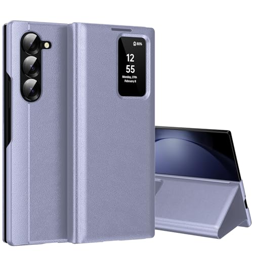 Schutzhülle für Samsung Galaxy Z Fold 5 mit kleinem Bildschirm, S-View, Brieftaschen-Handyhülle, für Samsung Fold 5, Smart Window Cover, Smart Flip Leder Schutzhülle für Samsung Z Fold5, Violett Schutzhülle für Samsung Galaxy Z Fold 5 mit kleinem Bildschirm, S-View, Brieftaschen-Handyhülle, für Samsung Fold 5, Smart Window Cover, Smart Flip Leder Schutzhülle für Samsung Z Fold5, Violett von Hovisi