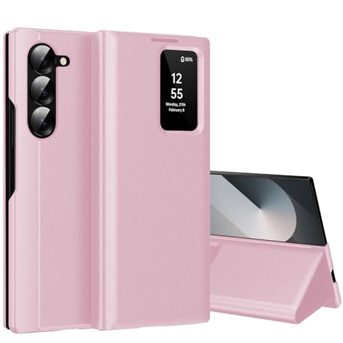 Schutzhülle für Samsung Galaxy Z Fold 6 mit kleinem Bildschirm, S-View, Brieftaschen-Handyhülle, für Samsung Fold 6, Smart Window Cover, Smart Flip Leder Schutzhülle für Samsung Z Fold 6, Rosa Schutzhülle für Samsung Galaxy Z Fold 6 mit kleinem Bildschirm, S-View, Brieftaschen-Handyhülle, für Samsung Fold 6, Smart Window Cover, Smart Flip Leder Schutzhülle für Samsung Z Fold 6, Rosa von Hovisi