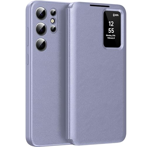 für Samsung S22 Ultra Smart View Hülle, Wallet Smartphone Case, für Samsung Galaxy S22 Ultra Handyhülle Clear View, Spiegel Flip, Kartenfach Cover, Sichtfenster, für Samsung S22 Ultra Smart View von Hovisi