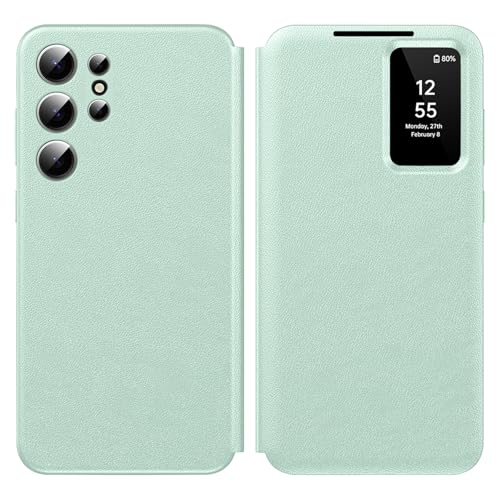 für Samsung S22 Ultra Smart View Hülle, Wallet Smartphone Case, für Samsung Galaxy S22 Ultra Handyhülle Clear View, Spiegel Flip, Kartenfach Cover, Sichtfenster, Galaxy S22 Ultra 5G Smart View von Hovisi