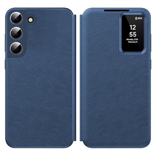 für Samsung S23 Smart View Wallet Smartphone Case, für Samsung Galaxy S23 Handyhülle Clear View, Spiegel Flip, Kartenfach Cover, Sichtfenster, für Samsung S23 Hülle Smart View von Hovisi
