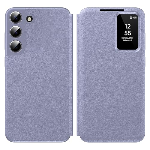 für Samsung S23 Smart View Wallet Smartphone Case, für Samsung Galaxy S23 Handyhülle Clear View, Spiegel Flip, Kartenfach Cover, Sichtfenster, für Samsung S23 Hülle Smart View von Hovisi