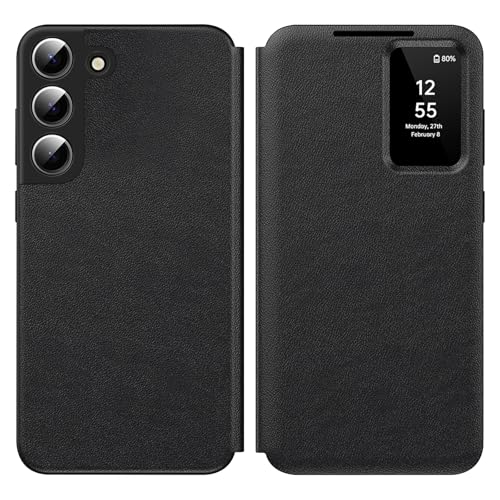 für Samsung S24 FE Smart View Hülle, Wallet Smartphone Case, für Samsung Galaxy S24 FE Handyhülle Clear View, Spiegel Flip, Kartenfach Cover, Sichtfenster, Galaxy S24 FE 5G Smart View von Hovisi