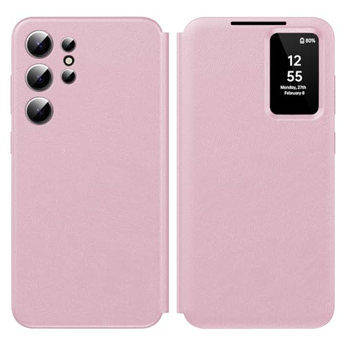 für Samsung S24 Ultra Smart View Wallet Smartphone Case, für Samsung Galaxy S24 Ultra Handyhülle Clear View, Spiegel Flip, Kartenfach Cover, Sichtfenster, für Samsung S24 Ultra Hülle Smart View von Hovisi