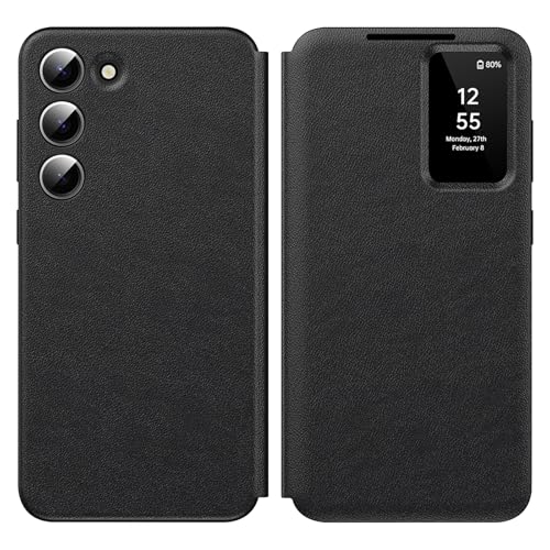 für Samsung S25 Smart View Wallet Smartphone Case, für Samsung Galaxy S25 Handyhülle Clear View, Spiegel Flip, Kartenfach Cover, Sichtfenster, für Samsung S25 Hülle Smart View von Hovisi