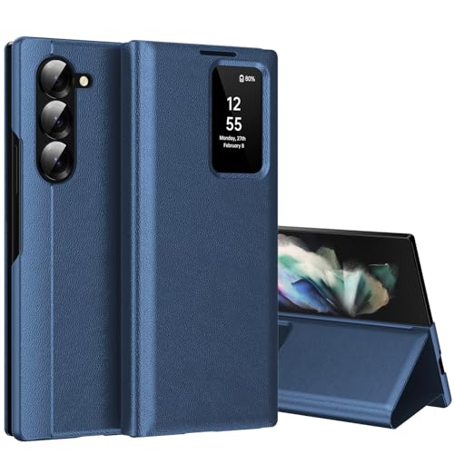 für Samsung Z Fold 3 Smart View Hülle, Wallet Smartphone Case, für Samsung Galaxy Z Fold 3 Handyhülle Clear View, Spiegel Flip, Kartenfach Cover, Sichtfenster, Galaxy Fold 3 5G Smart View von Hovisi